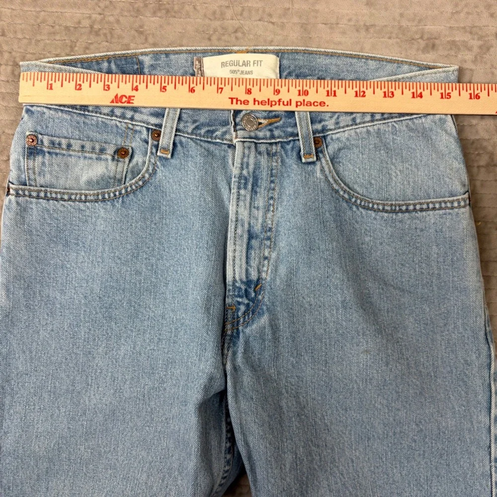 Levis 505 Regular Fit Jeans 32x30 Light Wash Blue Straight Leg Denim 005054834‎